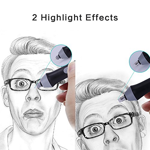 Electric Eraser with Refills, Battery Operated Eraser with Additional Replaceable Rubbers for Art Pencils, Drawing, Painting, Sketching, Drafting, Arts and Crafts (Black and Grey)