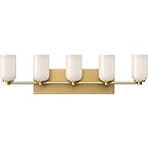 Kuzco VL57732-BG/GO Nola Vanity Light, 5 E26 A19 Sockets, Brushed Gold/Glossy Opal Glass (Bulbs NOT Included)