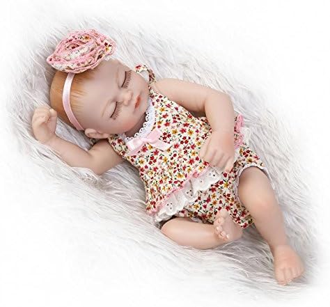 Mini Reborn Baby Dolls, NKol 11inch Lifelike Newborn Girl Doll Toy ( Soft Silicone Full Body, Waterproof, Washable) (White Dress)