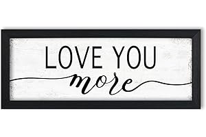 YPY Love You More Sign: Wall Decor Farmhouse For Home Decor Bedroom Framed Above Bed Rustic Country Master Wall Art Decor 5.9" x14.57"