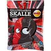 2 Bags x 90g of Bubs Godis Hallon Lakrits Raspberry Licourice Original - Swedish - Salmiak - Salty Licorice - Salmiakki - Salt Skull - Gelatine Free - Wine Gums