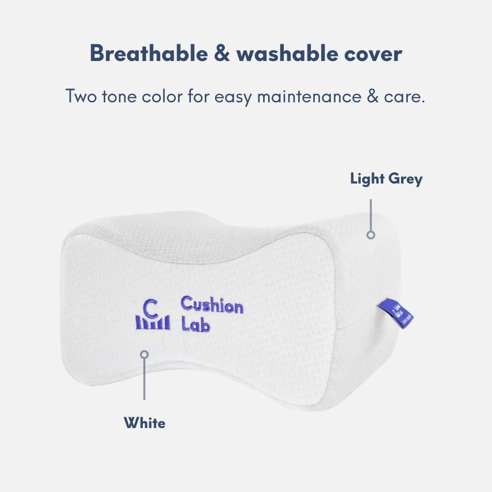 Cushion Lab Extra Dense Orthopedic Knee Pillow for Side Sleepers w/Hypoallergenic Cover - Firm Leg Support for Hip, Pregnancy, Sciatica, Joint, Spine, Back Pain Relief - Memory Foam Contour Wedge: Home & Kitchen