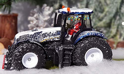 Siku 3220, Weihnachtstraktor New Holland T8.390, 1:32, Metall/Kunststoff, Blau, Inkl. Weihnachtsmann-Fahrer, Anhängerkupplung, Öffenbare Motorhaube – Bild 7