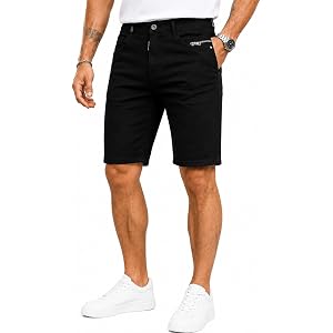 Men's Summer Stretch Black Denim Shorts Casual
