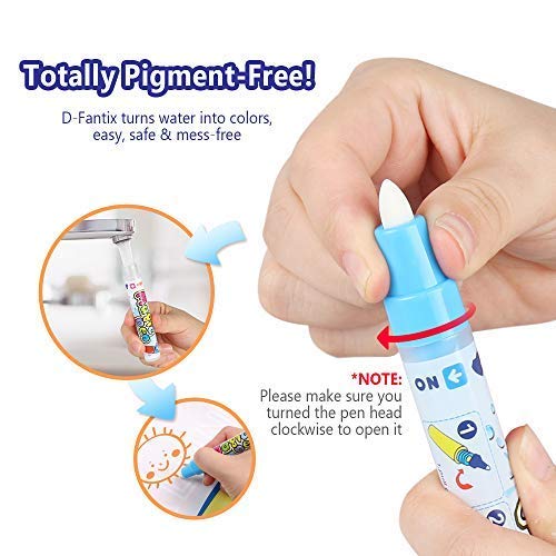 D-FantiX Kids Water Doodle Mat,Large Water Drawing Mat 4 Colors Writing Painting Toddlers Doodle Board Pad with 2 Magic Pen for Girls Boys Educational Gift 31.4 x 23.6in