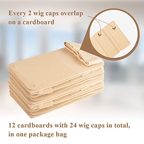 MYKURS Wig Caps, Neutral Nude Beige Stocking Wig Caps for Women, 24 Pack