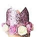 MOO&NOO Dog Birthday Hat for Girls Happy Birthday Tiara Crown with Rose Flowers and Gold Glitter 0-9 Figures for Party(Pink)