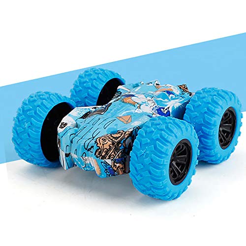 Rabung Inertia-Double Side Pull Back Cars Friction Powered Vehicles, Stunt Graffiti Car Off Road Model Toy Car Best Birthday Party Festival Gift for Kids (Bule)
