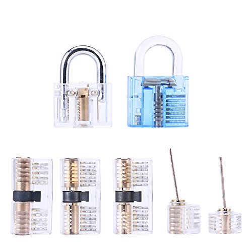 LM Transparent Padlock Set Solid Build,Gift and Practice Idea (7pcs)