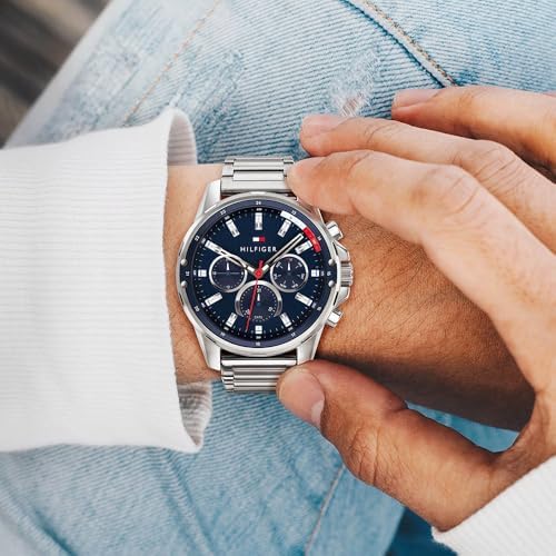 Multi Zifferblatt Quarz Uhr für Herren mit Silbernes Edelstahlarmband - 1791788
