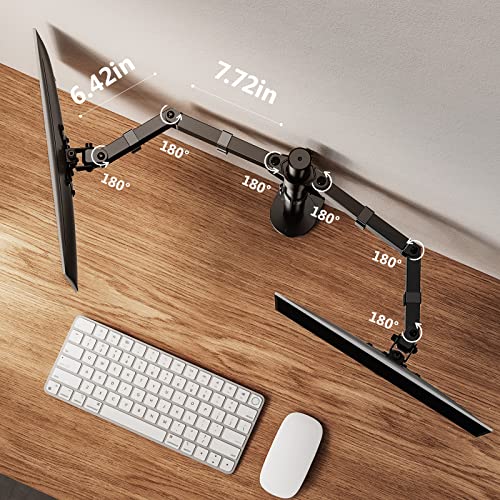 ErGear Monitor Mount 2 Monitors for 13-32 Inch Screen, Screen Mount 2 Monitors Height Adjustable Tilting Swivel Swivel VESA 75/100