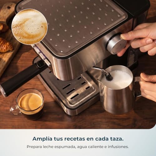 Cafetera Espresso Cafetera Express Power Espresso 20 Matic Elite. 850 W, Presión 20 Bares, Depósito 1,5 Litros, Vaporizador Orientable, Control Digital, Modo Auto, Acero