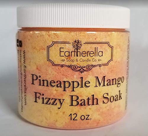 Luxurious relaxing PINEAPPLE MANGO scented Fizzy Bath Soak with Epsom salts, Large 12 oz jar