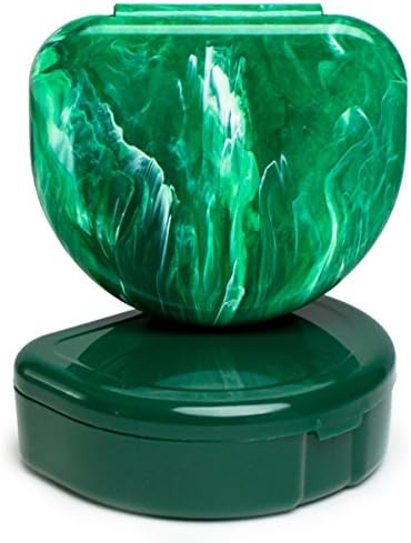 Elegancia Orthodontic Retainer Case 2pk Designer Marble Colors, Mean In Green