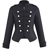 Women's Double Breasted Steampunk Ringmaster Jacket Military Blazer Casual Zip Up Vintage Jacket