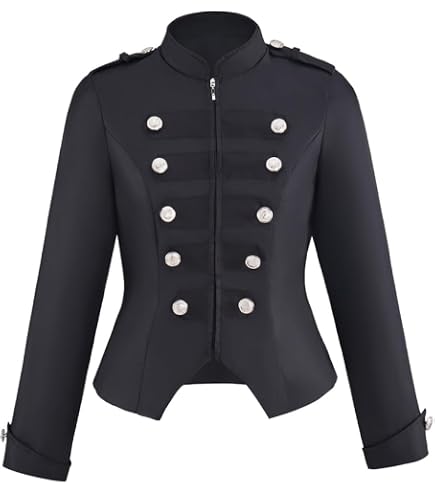 Amazon.com: Mens Steampunk Military Jacket Embroidery Slim Fit