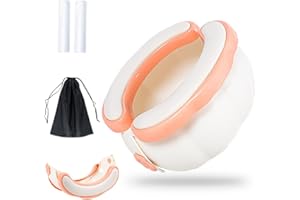 Beavtaens Travel Potty: Bottomless Portable Potty with 20 Disposable Liners On The Go Potty with Splash Guard and Comfotable Cushion Travel Bag Included Potty Training Toilet for Kids (Pink)