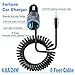 Fortune 24W 4.8A Car Charger Adapter 6 Feet Retractile Coiled Lightning Cable & Extra USB Port For iPhone X 8 7 6S 6 Plus 5 SE 5S 5 5C iPad Galaxy S8 S7 S6 Edge Note 8 4 LG HTC Nexus Pixel & Navigator