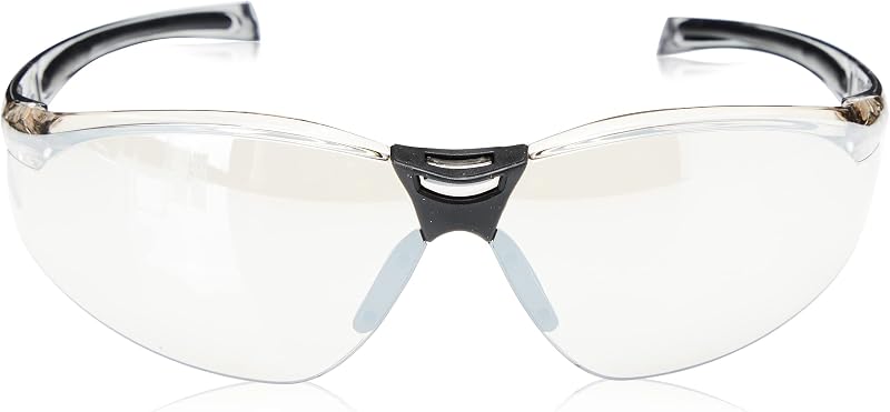 1015350 A800 Gafas de seguridad deportivas, lentes plateadas con capa dura plateada/I/O, revestimiento antiarañazos, material de patilla OnePolycarbonato, tamaño (1 pieza)