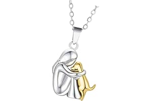 HEYZAKKA Little Girl and Dog Hug Necklace/Earrings Zincs Alloy Pendant Friendship Jewelry for Daily Wear Teen Girls Accessori