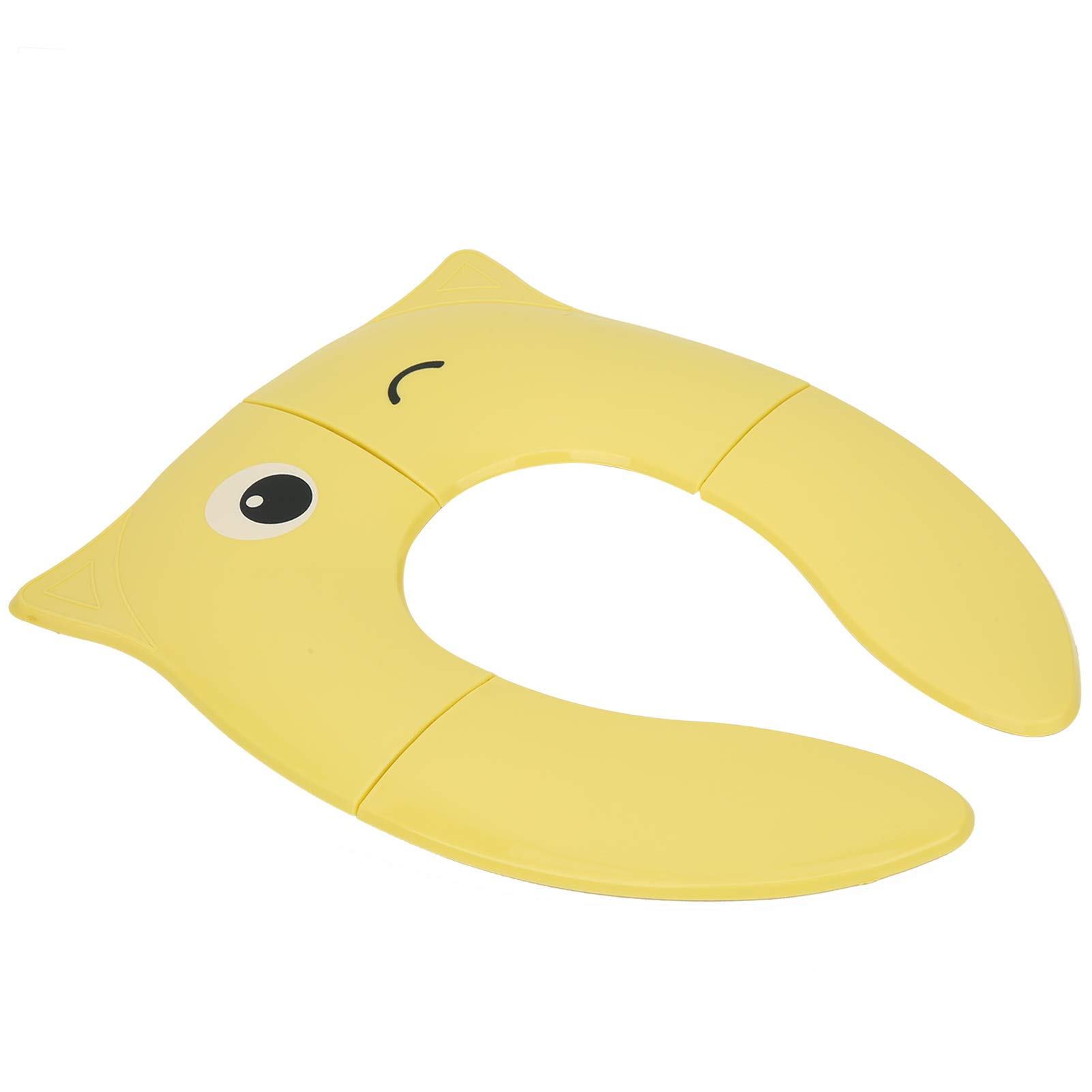 Folding Travel Potty Seat, Potty Seat, Portable Durable Safe Cheerful Colors for 18 Months + Children(Yellow owl with Big Eyes, Toilet mat)