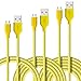 Micro USB Cable, 3-Pcs (3ft,6ft,10ft) Fasgear Nylon Braided USB 2.0 High Speed Data Sync Charge Cables For Android phone, Samung s7/s7 edge(Yellow)