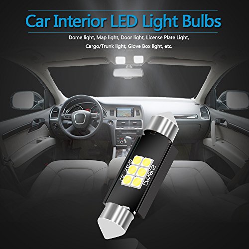 LEDKINGDOMUS 42mm 1.65 Inch 6SMD CANBUS Error Free Festoon LED Interior Map Dome Door Lights Bulbs 211-2 212-2 569 578 6411 (White)