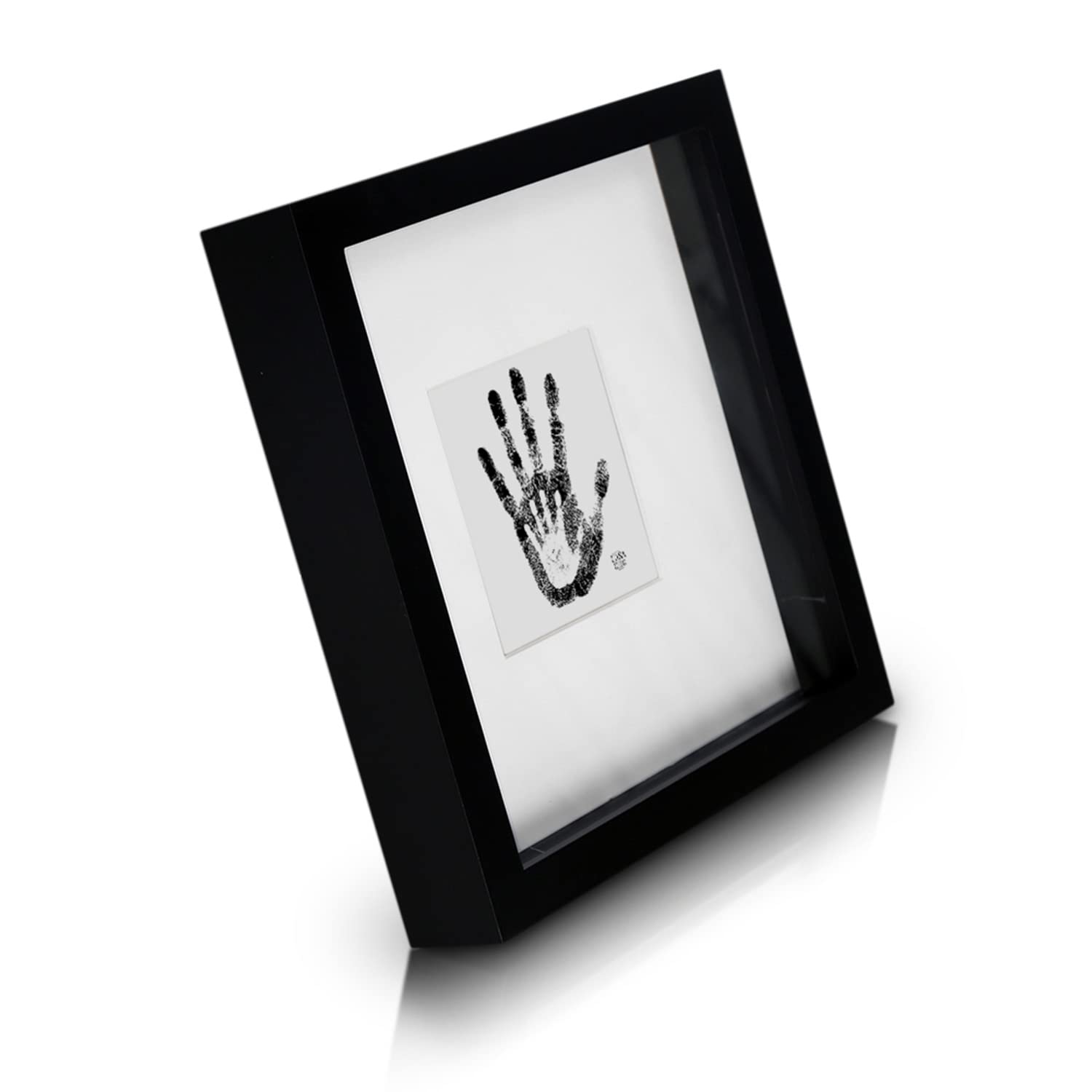 Classic by Casa Chic - Solid Wood Box Frame - Black - 9x9 inch (23x23cm) Photo Frame - 3D Shadow Effect - Mount for 4x4 inch (10x10cm) Picture - Glass Front โ image 1