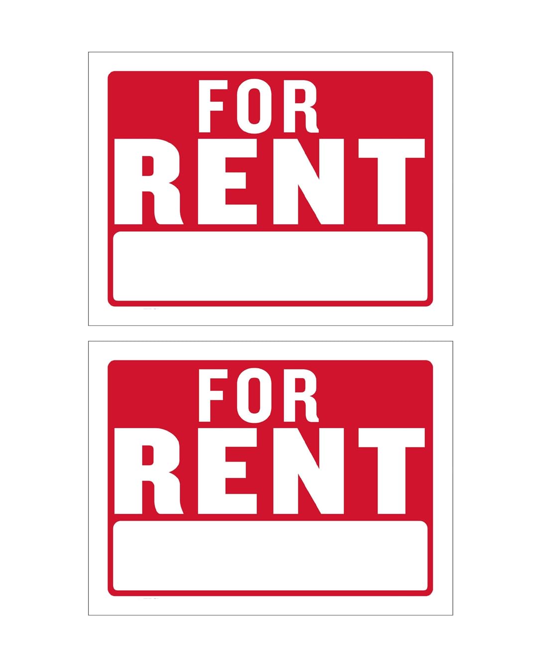 Photo 1 of "FOR RENT" Sign - 9"x12", 2PC Bulk Pack, Weatherproof Plastic