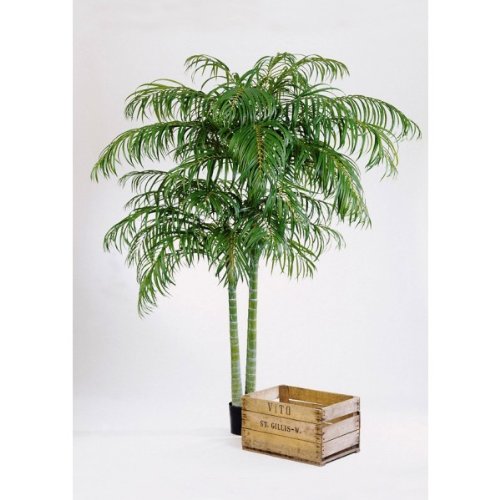 Künstliche Areca Palme NAOMI im Zementtopf, 2 stämmig, DELUXE, 1608 Blättern, 210 cm - Hochwertige Kunstpalme - artplants