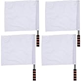 Sewroro 4pcs Sports Linesman Flags Referee Flag Flag Track and Field Events Flags with Stainless Steel Pole Stick (White)