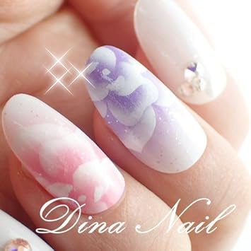 Amazon Dinaネイル ピンクパープル薔薇 ショートオーバルｍ 25468番