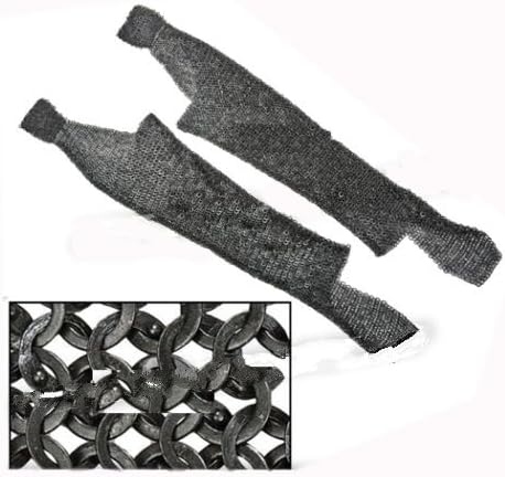 Queen Brass Functional Medieval Chainmail Legging:Chausses Flat Ring Round Riveted Sca Larp Standard Black
