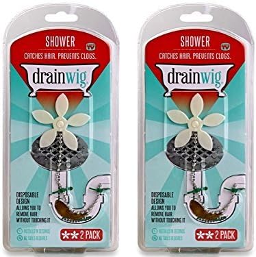 DrainWig Shower Drain Hair Catcher (TWO 2-Packs) - Never Clean a Clogged Drain Again! by DrainWig