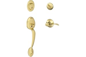 SCHLAGE Plymouth Single Cylinder Handleset and Left Hand Accent Lever, Bright Brass (F60 PLY 505 Acc 605 LH)
