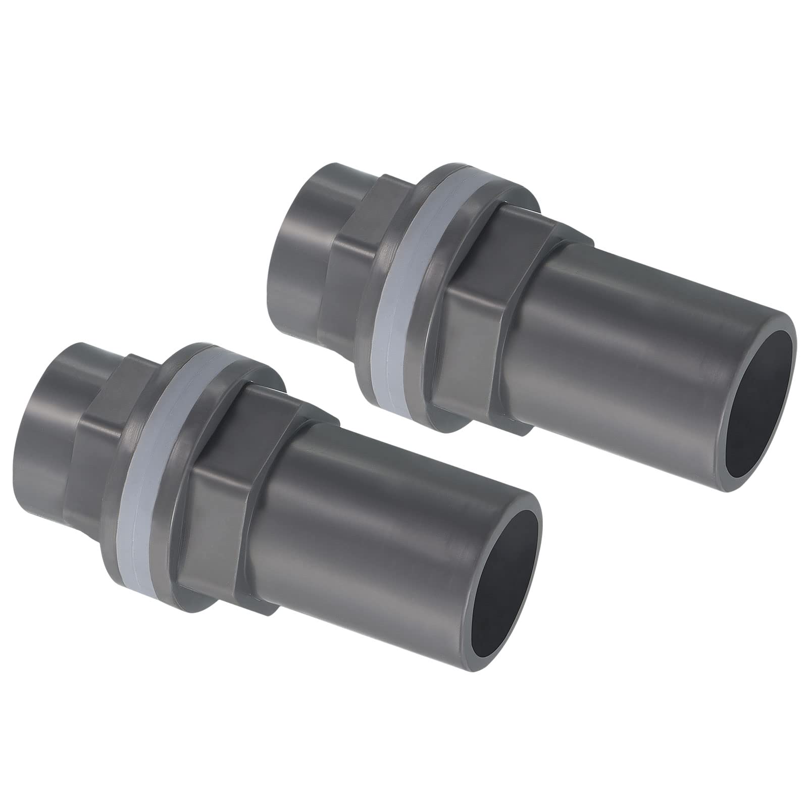 PATIKIL PVC Water Tank Pipe Fitting 1/2" ID DN15, 2 Pack Straight Tube Adapter Connector, Grey