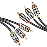 3RCA to 3RCA Cable, J&D Gold-Plated [Copper&nbsp;Shell]&nbsp;[Heavy&nbsp;Duty] 3 RCA Male to 3 RCA Male Stereo Audio Cable, RCA Cables - 6 Feet