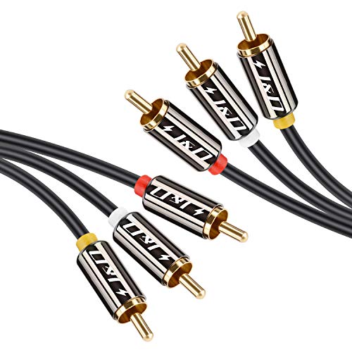 3RCA to 3RCA Cable, J&D Gold-Plated [Copper&nbsp;Shell]&nbsp;[Heavy&nbsp;Duty] 3 RCA Male to 3 RCA Male Stereo Audio Cable, RCA Cables - 6 Feet