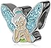 Disney Stainless Steel Tinkerbell Crystal Wing and Enamel Bead Charm