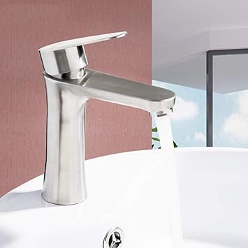 RTTGOR Wasserhahn Waschtischarmaturen Gebürsteter Edelstahl