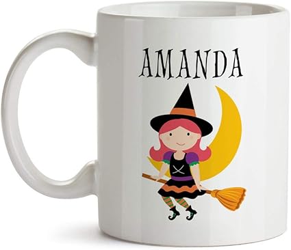 Amazon Co Jp ハロウィーンマグ 魔女の名前入りギフトカップ 魔女のプレゼント 女の子 女性 魔女の帽子 キッズカップ カスタムネームマグ ホーム キッチン