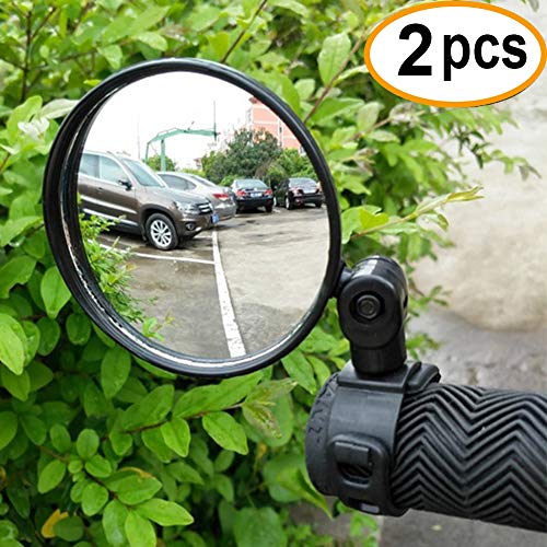 CIKIShield 2-Pack Adjustable Rotatable Handlebar Glass Mirror for Mountain Road Bike Cycling Bicycle
