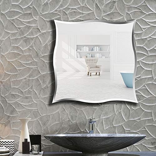 Simple Frameless Square arc Bathroom Wall Mirror,Design Mirror Modern Stylish with Bevel Plain 600 x 600 mm