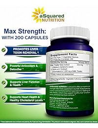 Pure Milk Thistle suplemento 1000 mg – 200 cápsulas, fuerza máxima 4 x extracto concentrado...