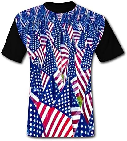 CLEVERBOY Men's American Flag World Cup Russia 2018 Tee Shirt Victory 3D Print Soccer Fan L Black