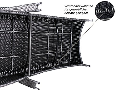 RS Trade Sonnenliege Imola Silber/Grau - Outdoor Liege mit beständigem Poly-Rattan-Geflecht - verstellbare Rückenlehne & breite Liegefläche - inkl. Kopfteil und Auflage – Bild 6