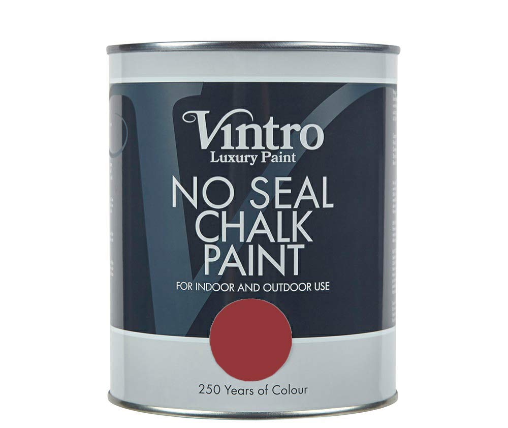 Vintro | No Seal Chalk Paint | Deep Red | Interior & Exterior Use | Furniture | Walls | Wood | Metal | 1 Litre (Mulberry)