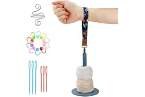 Dasonwin Portable Wrist Yarn Holder for Crochet & Knitting - 17PCS Travel Accessories, Lightweight Crochet Yarn Holder for Crochet Lovers on The go with Adjustable Strap (Blue)