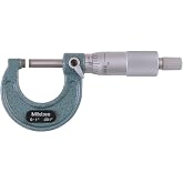 Mitutoyo 103-177, 0-1 X .001 Outside Micrometer, Ratchet | Carbide-tipped measuring faces, ratchet stop mechanism, +/-0.0001" accuracy, measures metal and non-metal workpieces