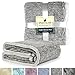 Premium Sherpa Melange Throw Blanket for Couch, Sofa by Pavilia | Soft, Fluffy, Plush, Warm, Cozy | Light Gray Fuzzy Lightweight Microfiber, Luxury Modern Reversible TV Blanket | 50 x 60 Inches